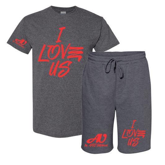 I LOVE US! Tshirt Short set (Dark gray)