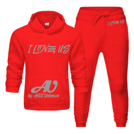 I LOVE US! (hoodie set- straight) red