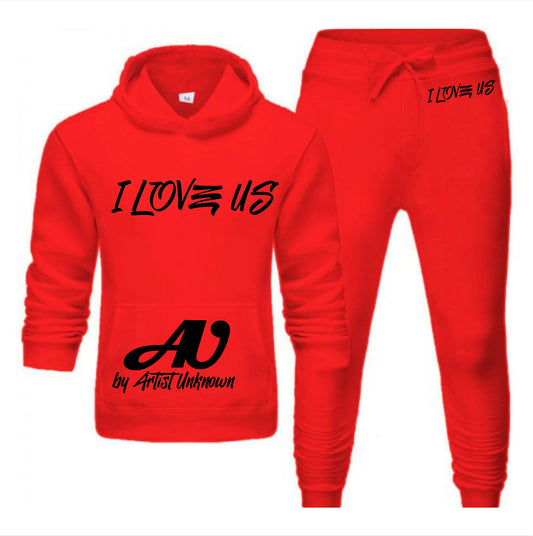 I LOVE US! (hoodie set- straight) red