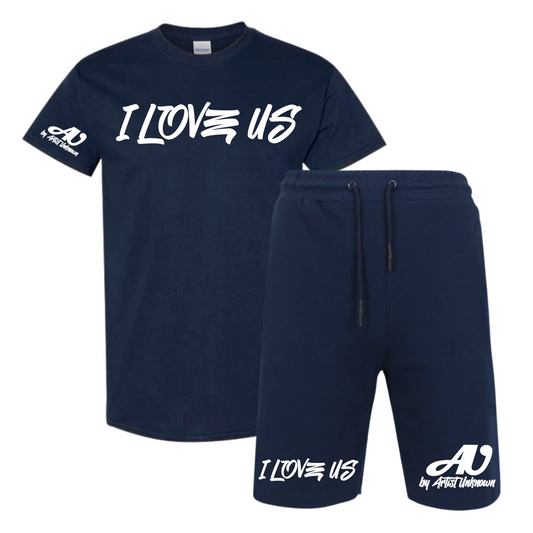 I LOVE US! Tshirt Short set (navy blue)
