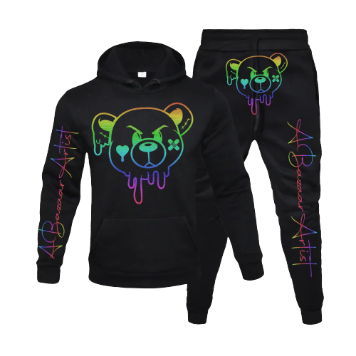 Rainbow Bear Outline Hoodie Set