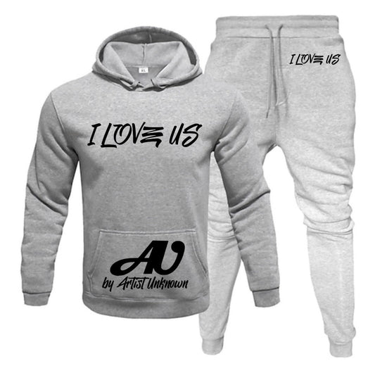 I LOVE US! (hoodie set- straight) gray