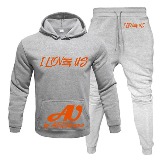 I LOVE US! (hoodie set- straight) gray