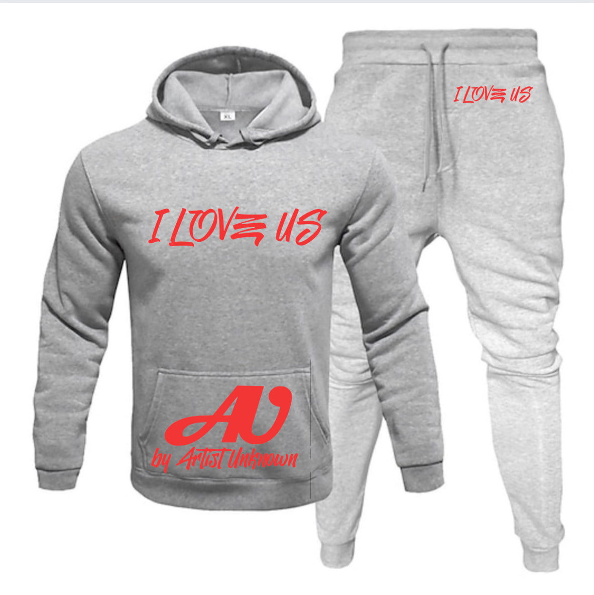 I LOVE US! (hoodie set- straight) gray or black