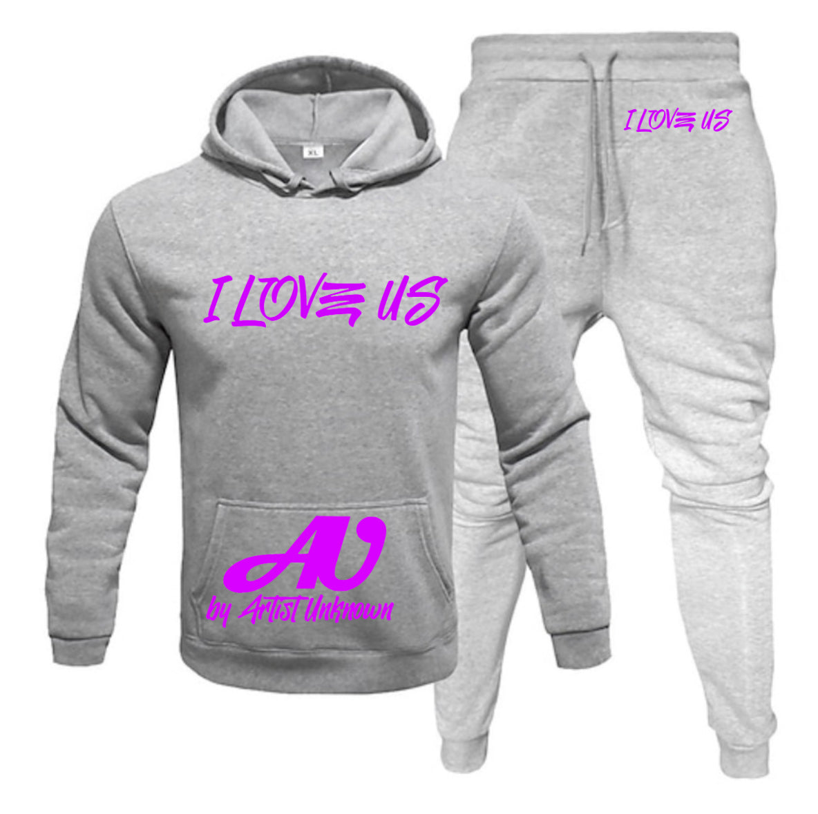 I LOVE US! (hoodie set- straight) gray or black