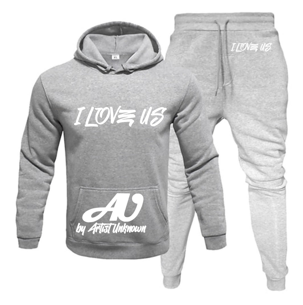 I LOVE US! (hoodie set- straight) gray or black