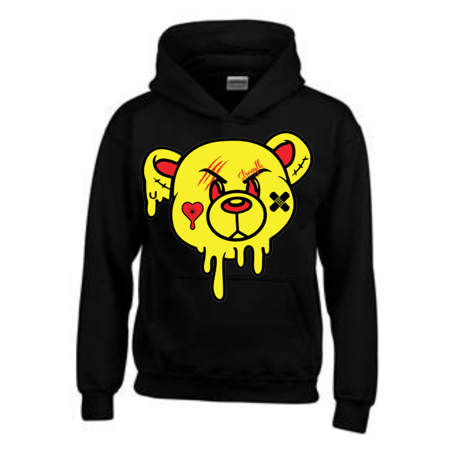 Strength Bear Hoodie- Red Accents