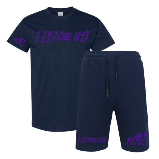 I LOVE US! Tshirt Short set (navy blue)