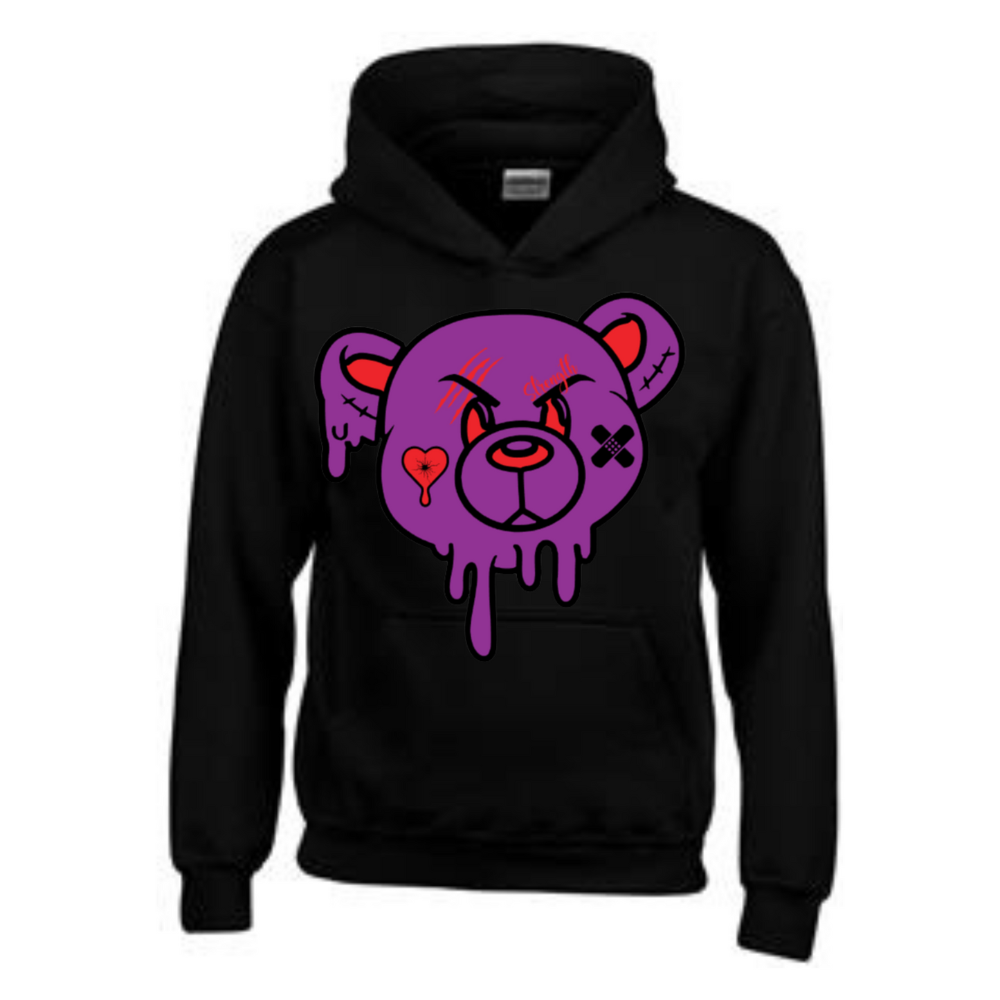 Strength Bear Hoodie- Red Accents