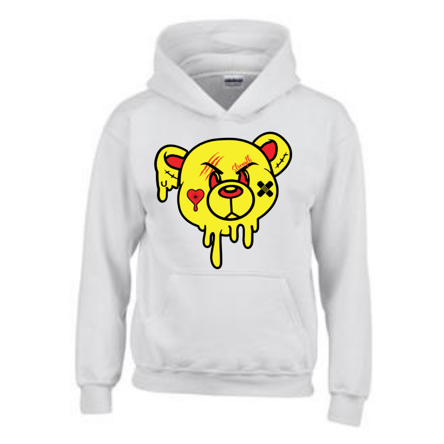 Strength Bear Hoodie- Red Accents