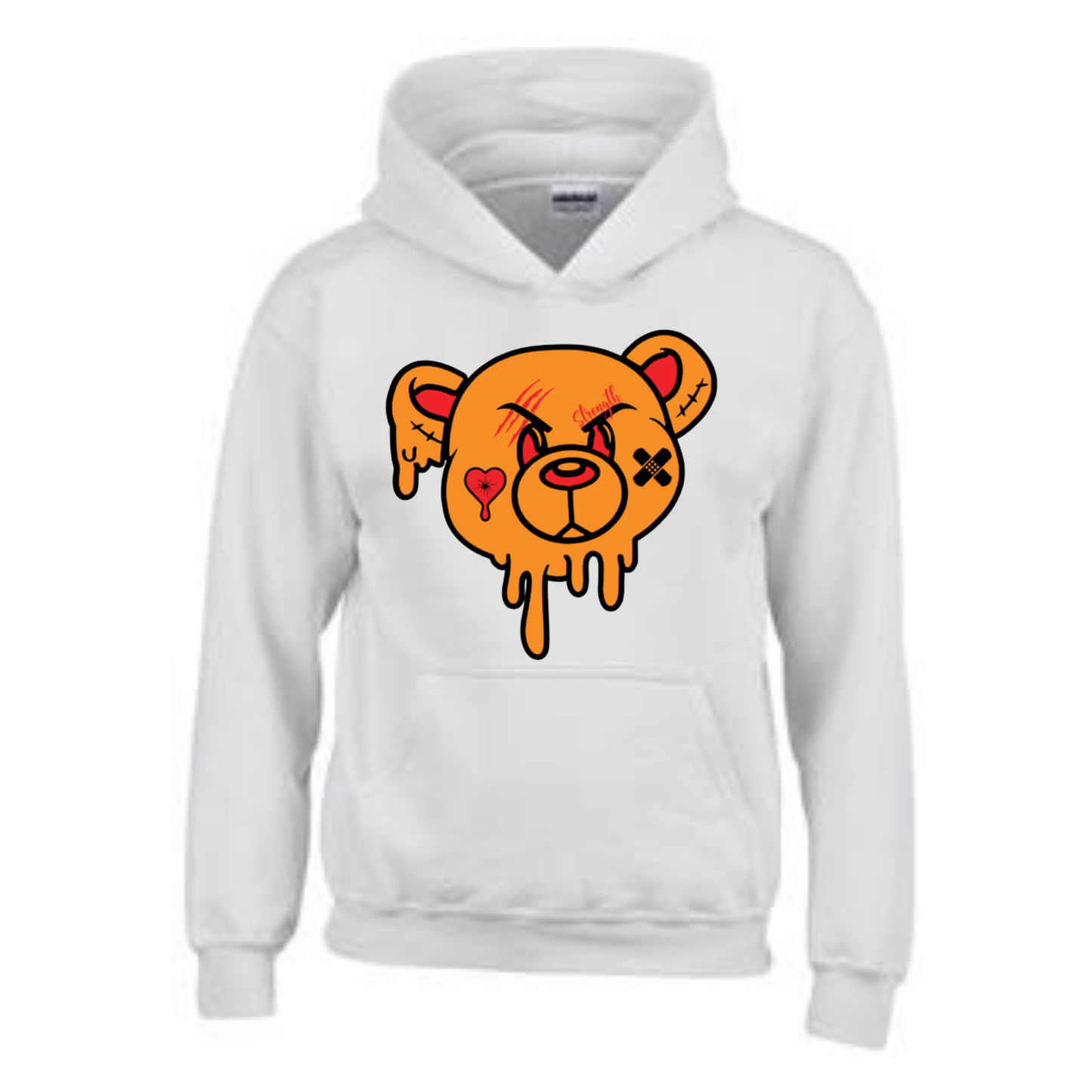 Strength Bear Hoodie- Red Accents