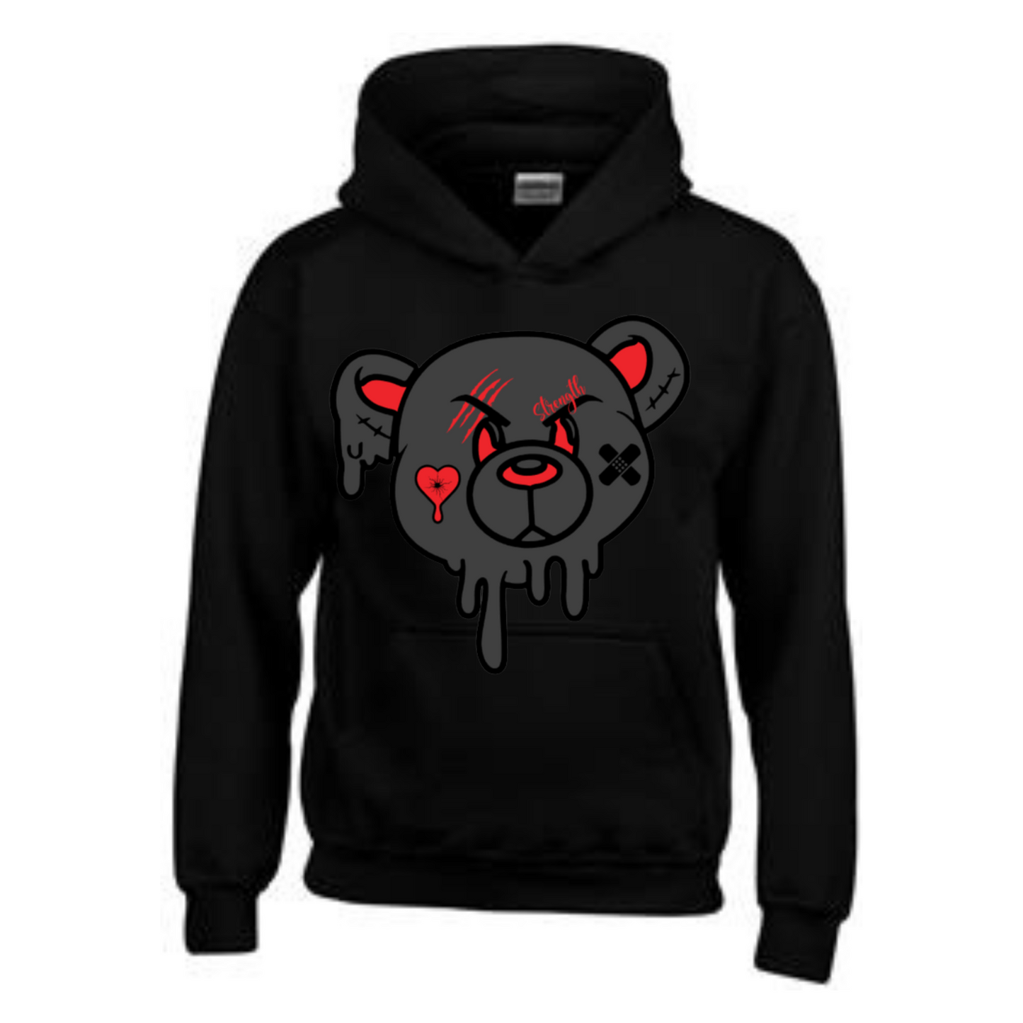 Strength Bear Hoodie- Red Accents