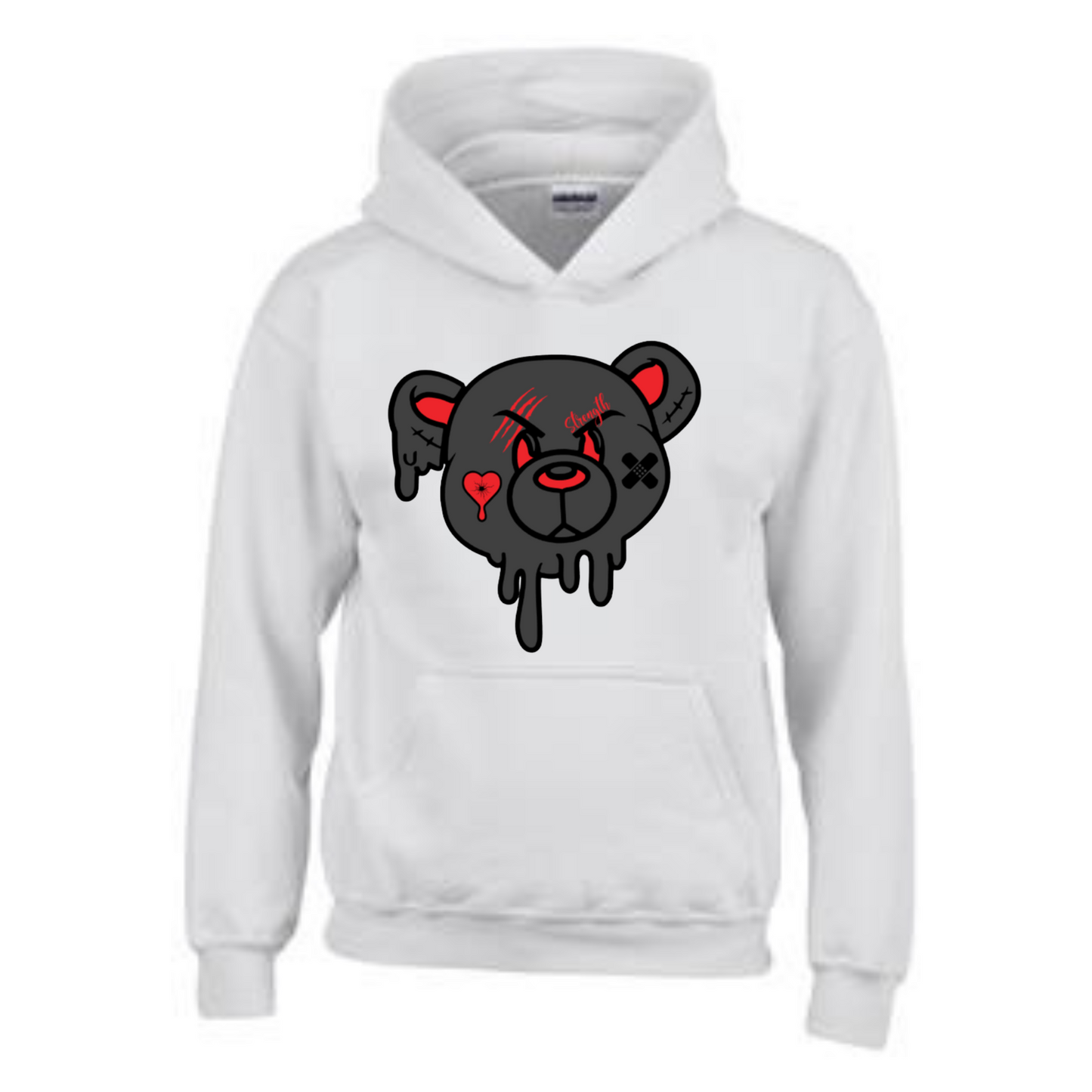 Strength Bear Hoodie- Red Accents